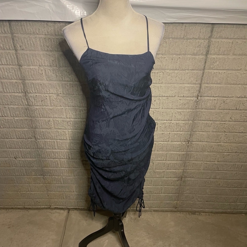 Revolve Lena Womens Navy Blue Ruched Sleeveless Adjustable Tank Dress Size Small